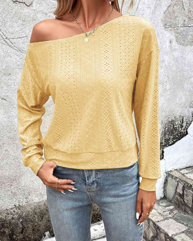 Eyelet Dropped Shoulder Blouse