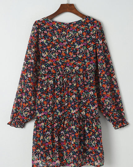 Floral Long Sleeve Mini Dress