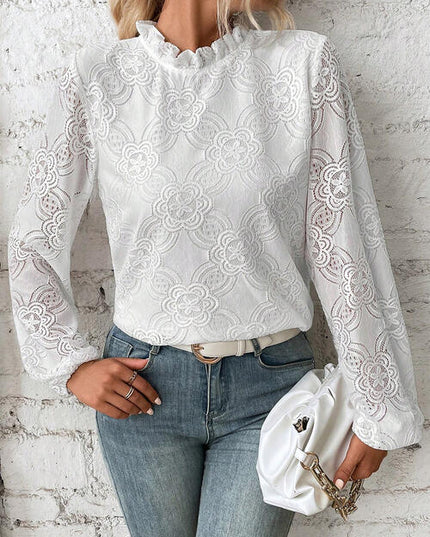 Floral Lace Balloon Sleeve Blouse