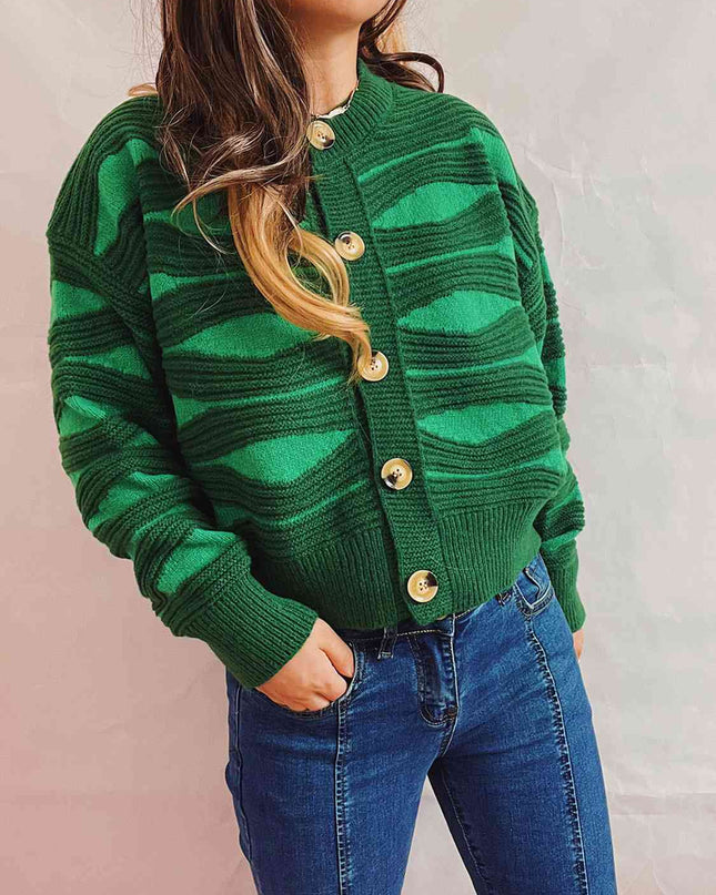 Color Block Button Front Cardigan