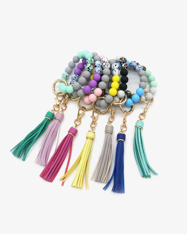 Assorted 2-Pack Multicolored Beaded Tassel Keychain