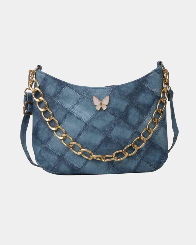 Butterfly Decor PU Leather Shoulder Bag