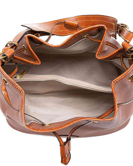 PU Drawstring Bucket Bag