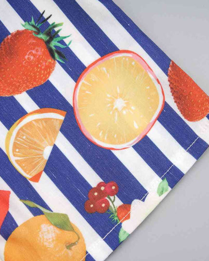 Fruit Striped Collared Sleeveless Shirt