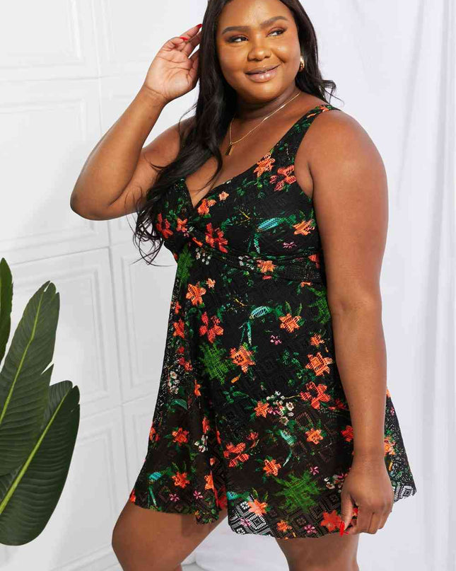 Full Size Twist Front Sleeveless Swim Dress