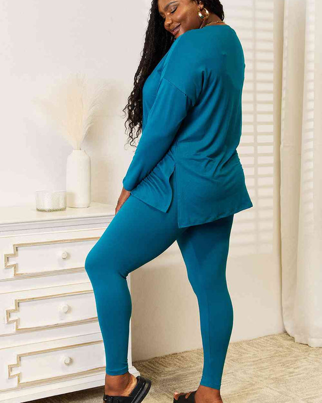 Zenana Lazy Days Full Size Long Sleeve Top and Leggings Set