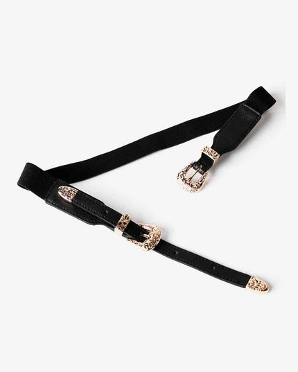 Double Buckle PU Leather Belt