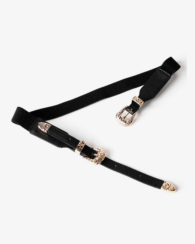 Double Buckle PU Leather Belt