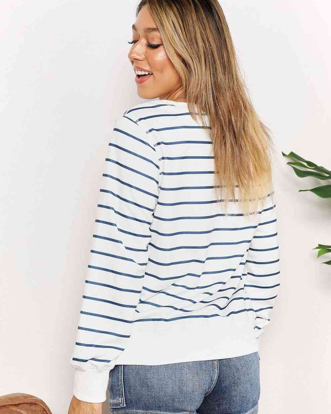 Double Take Striped Long Sleeve Round Neck Top