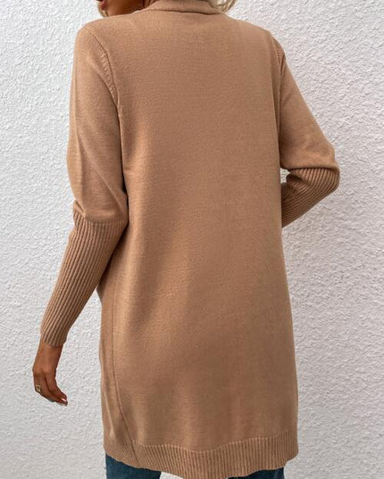 Open Front Long Sleeve Cardigan with Pockets