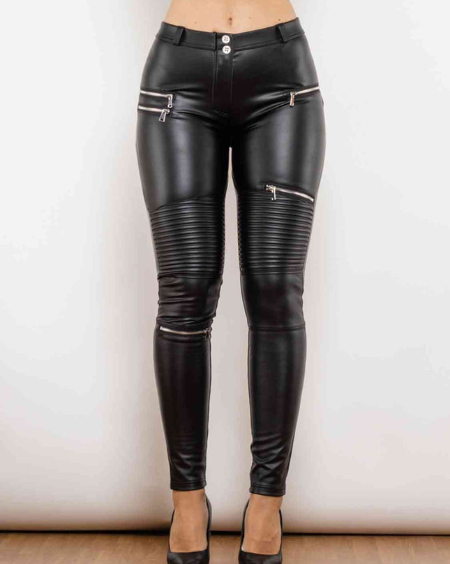 PU Zip Detail Skinny Pants