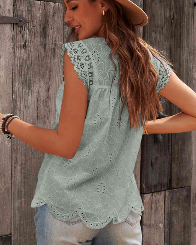 Sleeveless Eyelet Tank Top