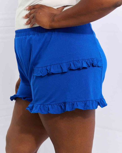 Culture Code Relaxed Aura Full Size Ruffle Trim Shorts in Royal