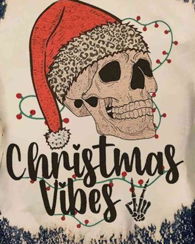 Round Neck Long Sleeve CHRISMAS VIBES Graphic Sweatshirt