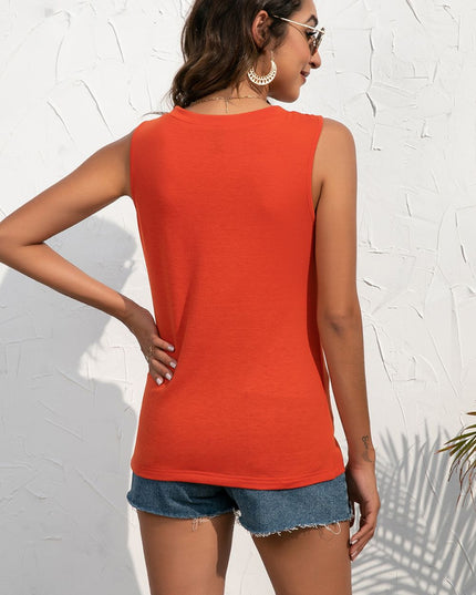 Buttoned Deep V Tank