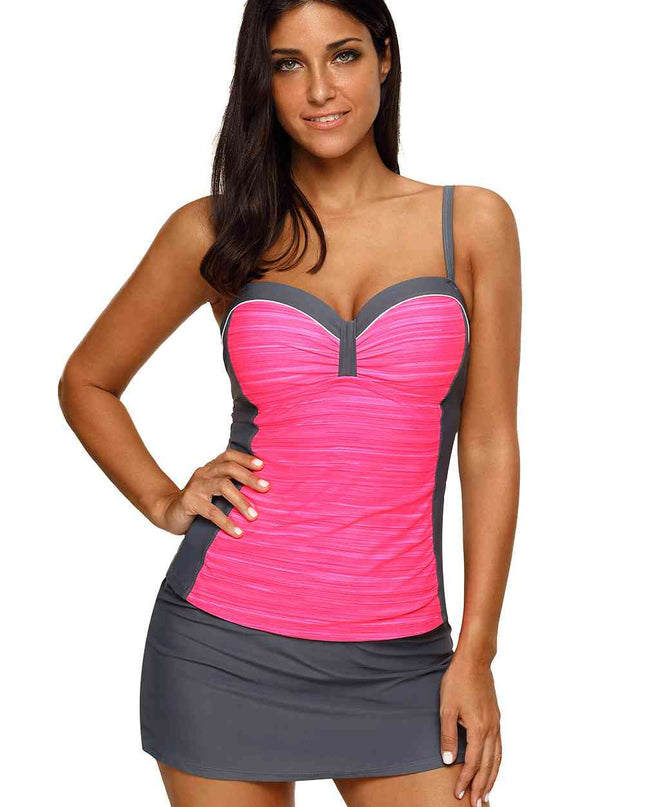 Two-Tone Sweetheart Neck Two-Piece Swimsuit