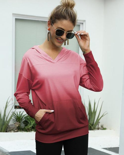 Gradient Long Sleeve Hoodie with Pocket
