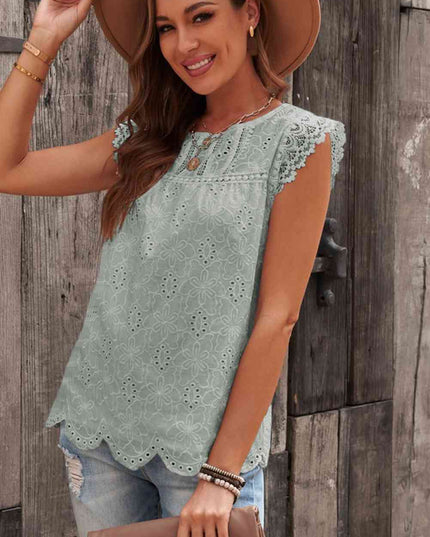Sleeveless Eyelet Tank Top