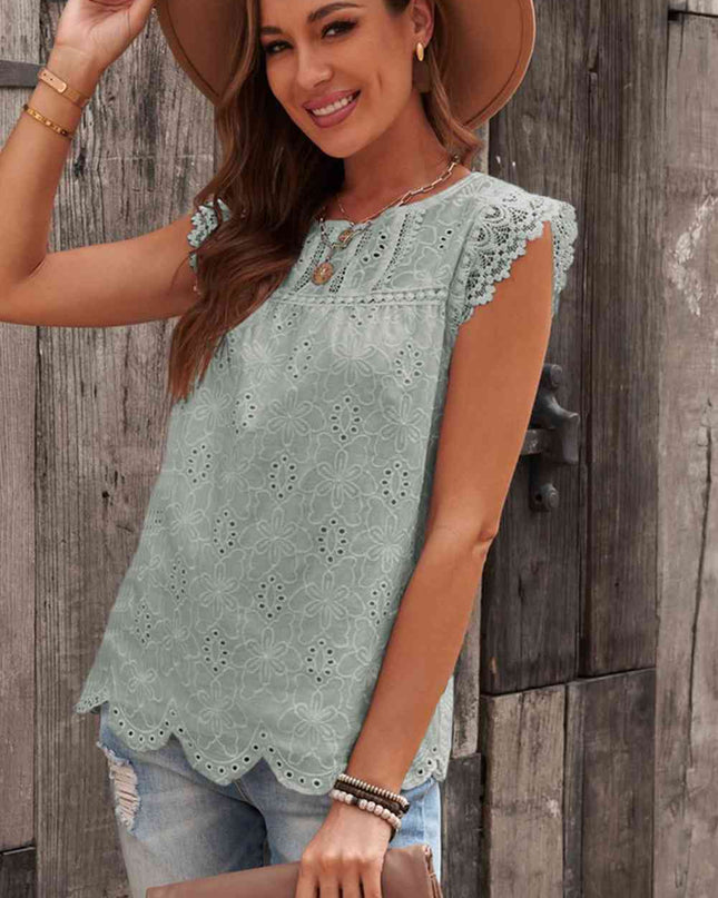 Sleeveless Eyelet Tank Top