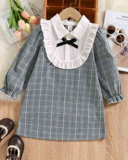 Plaid Flounce Sleeve Dress