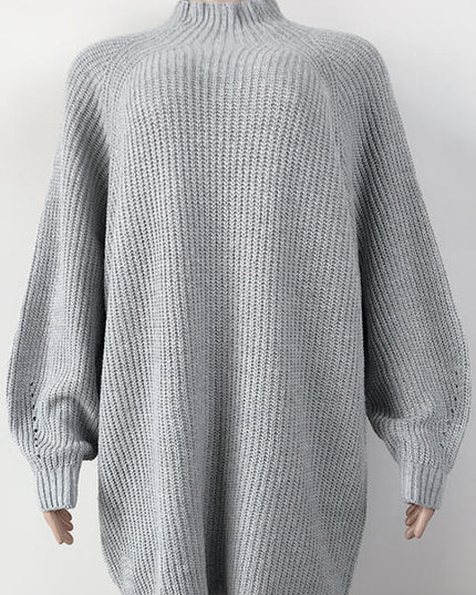 Mock Neck Dropped Shoulder Sweater Dress