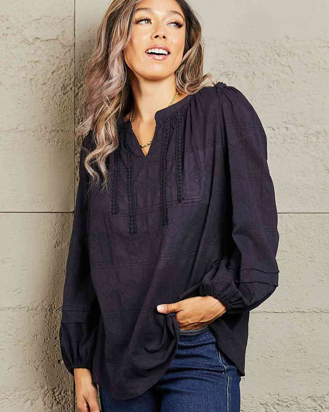Petal Dew More For You Long Sleeve Stitch Blouse