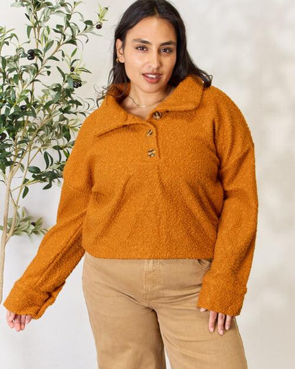 Culture Code Full Size Half Button Turtleneck Sweatshirt