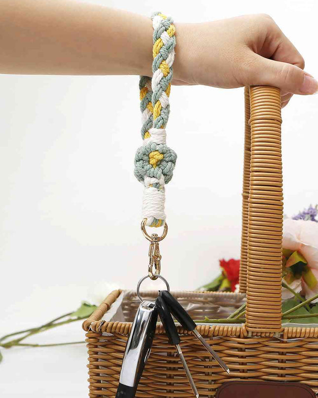 Floral Braided Wristlet Key Chain