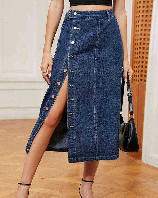 Button Down Denim Skirt