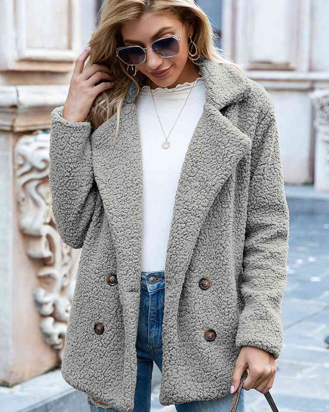 Full Size Lapel Collar Sherpa Coat
