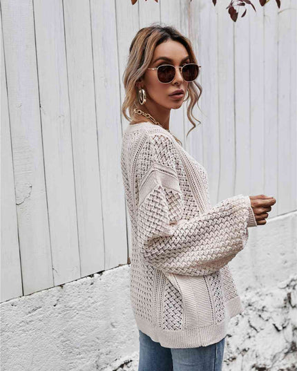 V-Neck Dropped Shoulder Sweater