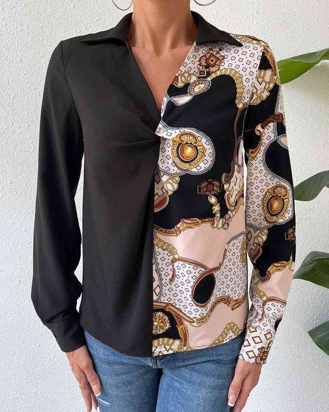 Twist Front Collared Blouse
