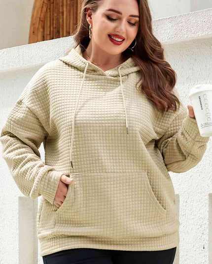 Plus Size Front Pocket Long Sleeve Hoodie