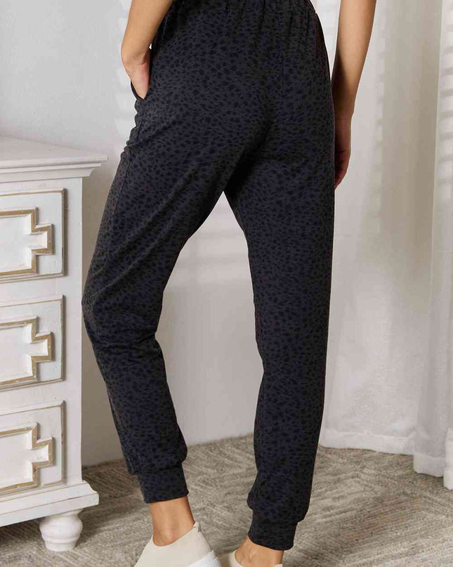 Basic Bae Leopard Print Joggers with Pockets