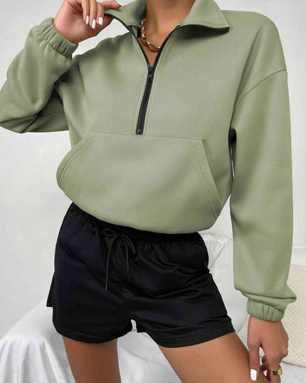 Half-Zip Dropped Shoulder Sweatshirt