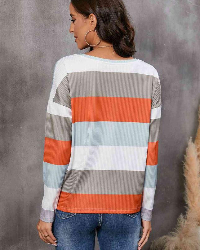 Wide Stripe Top with Pocket
