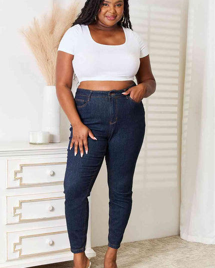 Judy Blue Full Size High Waist Pocket Embroidered Skinny Jeans
