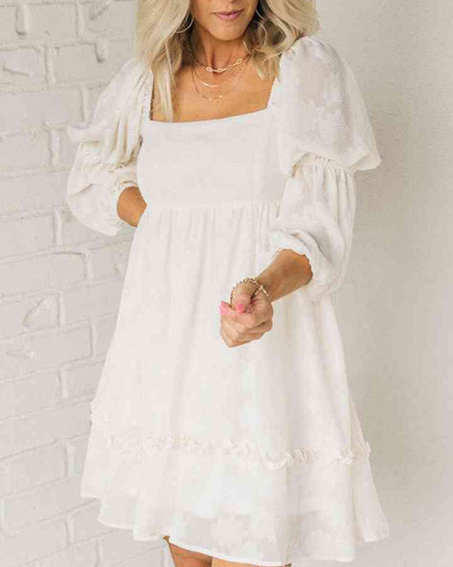Square Neck Long Sleeve Mini Dress
