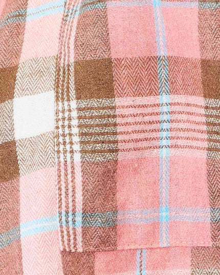Double Take Plaid Collared Neck Long Sleeve Button-Up Shirt