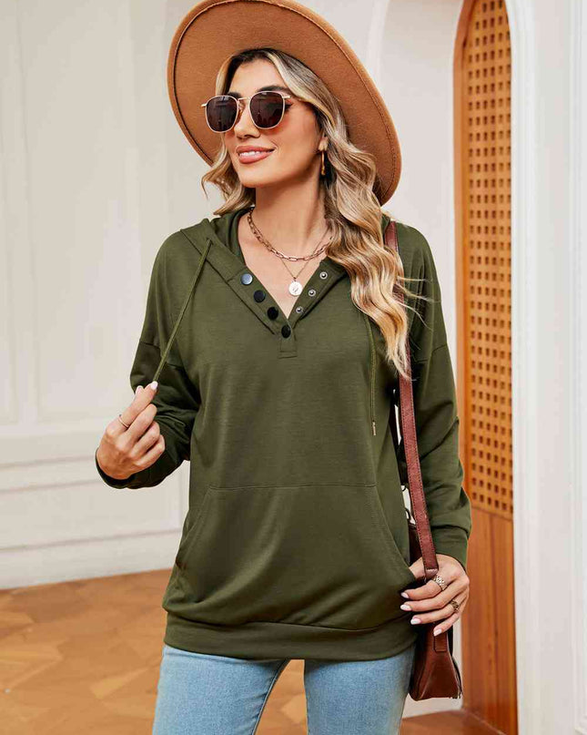 Quarter-Snap Drawstring Hoodie