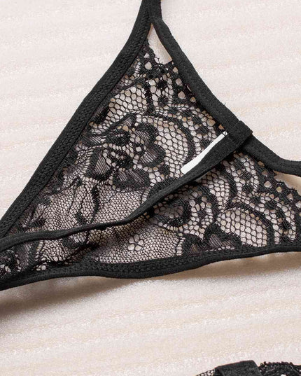 Spaghetti Strap Mesh Lace Babydoll Set