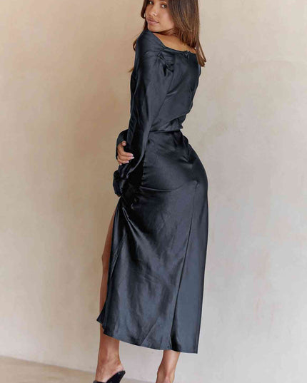 Cowl Neck Long Sleeve Maxi Dress