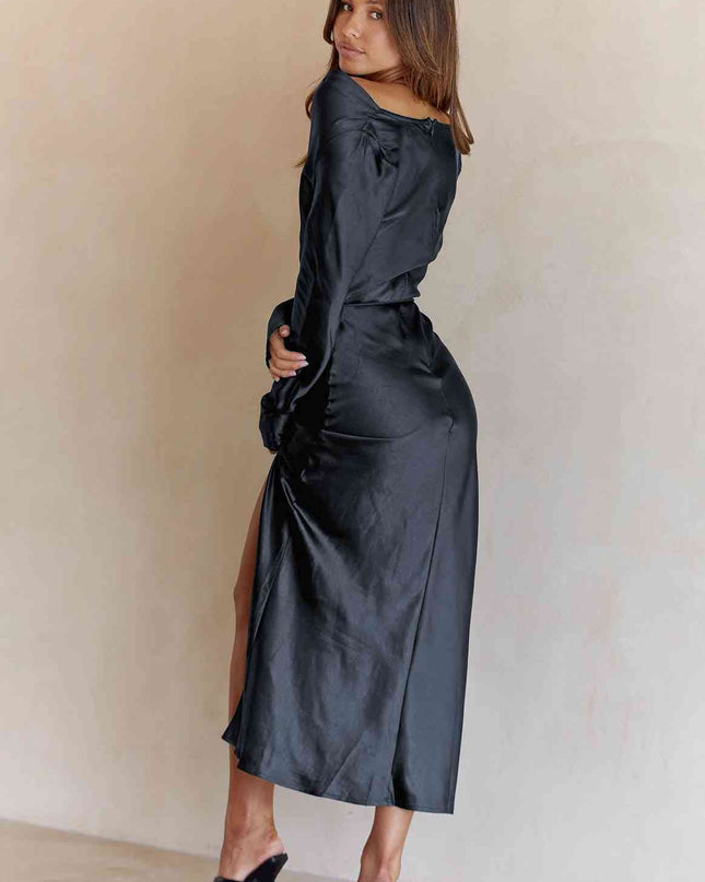 Cowl Neck Long Sleeve Maxi Dress