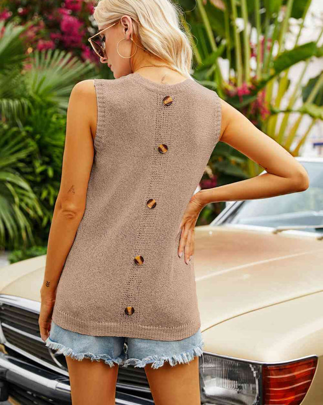 Buttoned Pocket Knit Tank