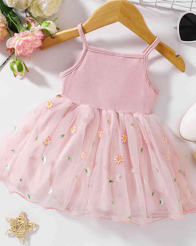 Embroidered Spaghetti Strap V-Neck Dress