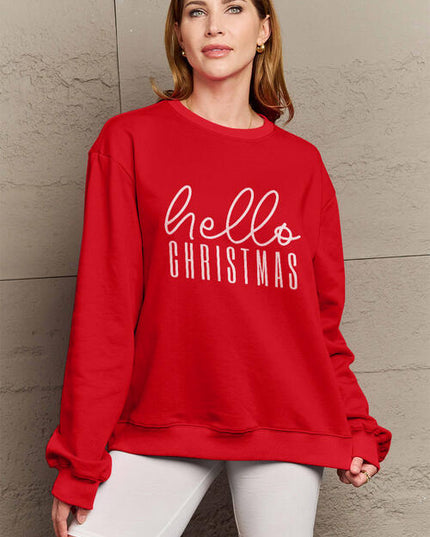 Simply Love Full Size HELLO CHRISTMAS Long Sleeve Sweatshirt