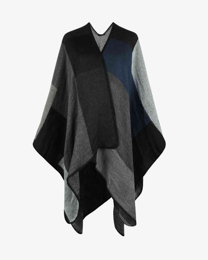 Color Block Open Front Poncho