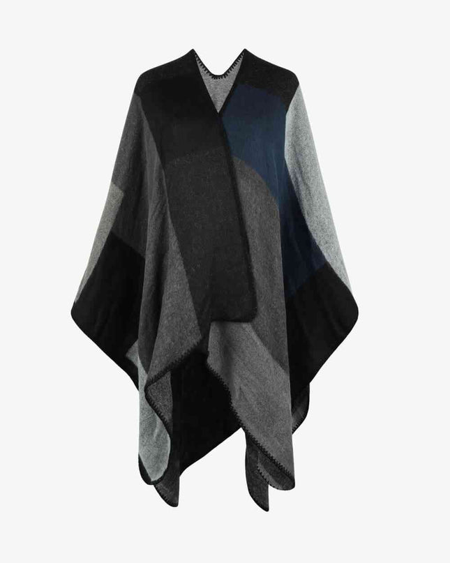 Color Block Open Front Poncho