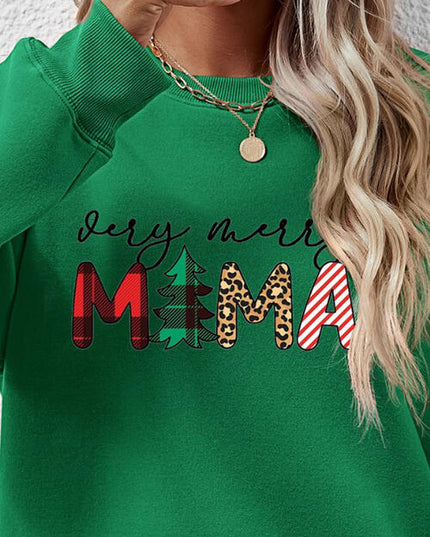 Letter Graphic Round Neck Long Sleeve Sweatshirt