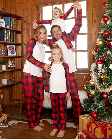 Raglan Sleeve Top and Plaid Pants Set